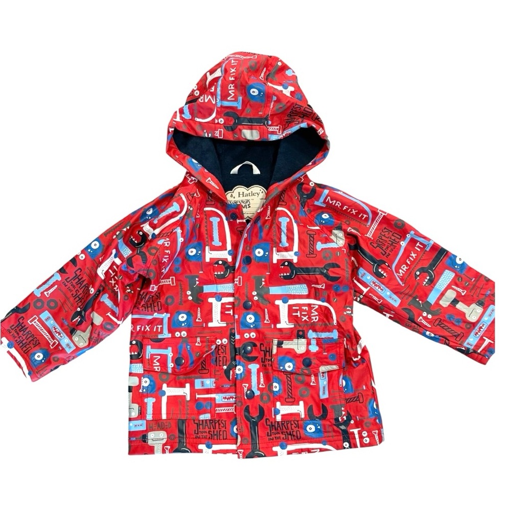 Hatley Red Raincoat with Tools Design